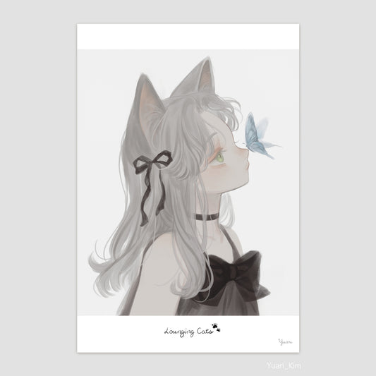 Gray Cat Postcard Print