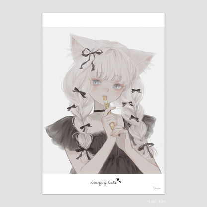 White Cat Postcard Print