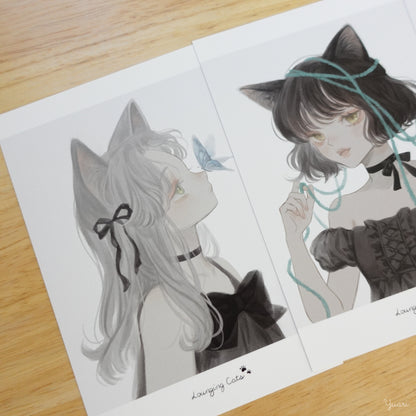 Gray Cat Postcard Print