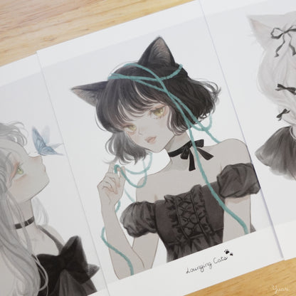 Black Cat Postcard Print