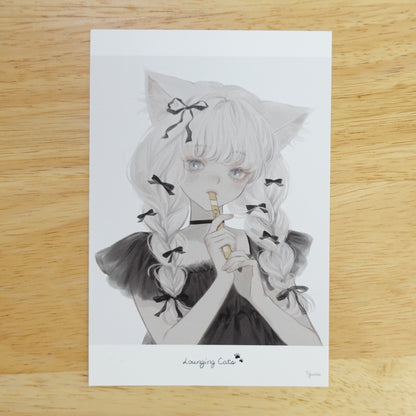 White Cat Postcard Print