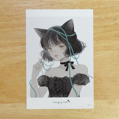 Black Cat Postcard Print