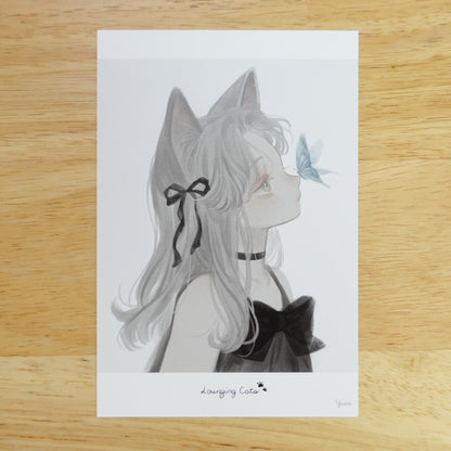 Gray Cat Postcard Print